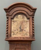 TEMPUS FUGIT BRASS FACED LONGCASE CLOCK, in oak case with Westminster Chime, 160 (h) x 37 (w) x
