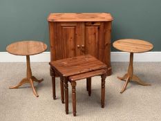 OFFERED WITH LOT 47 - FOUR ITEMS OF SMALL FURNITURE including modern pine cupboard, pair of tripod