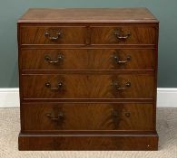 EARLY 20TH CENTURY MAHOGANY CHEST of two over three long drawers, 91 (h) x 93 (w) x 49cms (d)