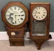 A WELSH & AN ENGLISH WALL CLOCK comprising marquetry 'Kay of Worcestershire' and 'J. Bank of Port