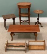 OFFERED WITH LOT 20 - GROUP OF SMALL FURNITURE ITEMS including single drawer oval hall table with