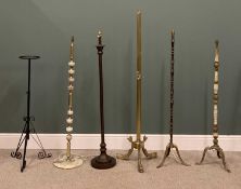 FIVE VARIOUS STANDARD LAMPS including onyx, brass etc., 154cms (h) the tallest Provenance: private