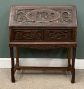 INTRICATELY CARVED ORIENTAL BUREAU, 108 (h) x 92 (w) x 42cms (d) Provenance: private collection