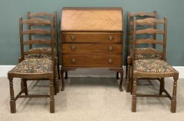 BUREAU & FOUR LADDER BACK CHAIRS Provenance: private collection Conwy