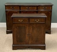 TWO REPRODUCTION MAHOGANY SIDEBOARDS comprising breakfront example, 90 (h) x 140 (w) x 46cms (d) and