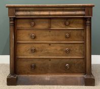VICTORIAN WALNUT CHEST having two over three long drawers with secret drawer, 114 (h) x 123 (w) x
