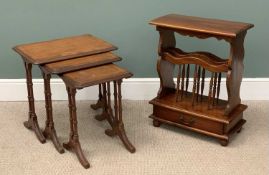 REPRODUCTION CANTERBURY & NEST OF THREE MAHOGANY TABLES, 55 (h) x 56 (w) x 40cms (d) Provenance:
