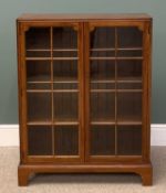 MAHOGANY BOOKCASE with two glazed doors, label for Allen & Appleyard, 107 (h) x 84 (w) x 28cms (d)