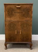 EARLY 20TH CENTURY BURR WALNUT DRINKS CABINET with drop-down top section, mirrored interior, 107 (h)