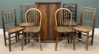 OAK CORNER CUPBOARD & SIX VARIOUS CHAIRS Provenance: private collection Conwy