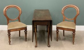PAIR OF CHAIRS & VICTORAIN MAHOGANY GATELEG TABLE on pad feet, 71 (h) x 43/129 (w) x 92cms (d) and