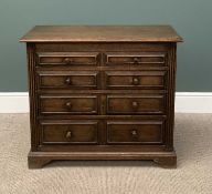 19TH CENTURY WELSH OAK JACOBEAN STYLE CHEST, four graduated drawers on bracket feet, 80 (h) x 91 (w)