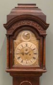 18TH CENTURY OAK LONGCASE CLOCK, believed John Oliver of Manchester, brass dial, twin pendulum and
