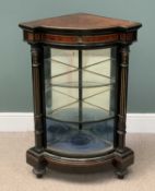 19TH CENTURY WALNUT & EBONISED BOULLE TYPE CORNER CABINET with glazed interior shelves, 106 (h) x 53