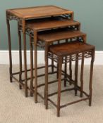A NEST OF FOUR CHINESE HARDWOOD TABLES, 73 (h) x 51 (w) x 36cms (d) the largest