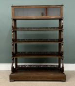 19TH CENTURY ROSEWOOD WATERFALL BOOKCASE with glazed door top shelf and fretwork rail backs, 151 (h)
