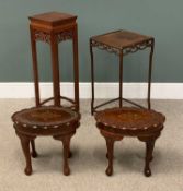 EASTERN HARDWOOD PLANTER STANDS & FOOTSTOOLS, 91 (h) x 28 (w) x 28cms (d) the tallest Provenance: