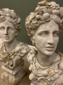 ROMAN FIGURE TYPE BUSTS, two composition examples, 65cms (h) Provenance: private collection Conwy