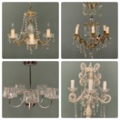 LIGHTING GROUP including fancy ceiling lamps and chandeliers (4) Provenance: private collection