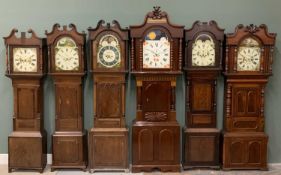 SIX VARIOUS LONGCASE CLOCKS Victorian mahogany, oak and others including T. Davies of Llanrwst, G.