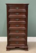 REPRODUCTION MAHOGANY NARROW CHEST seven drawers, labelled Gibbard Craftsmen, 131 (h) x 62 (w) x