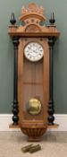 PLUS LOT 12 - GUSTAV BECKER VIENNA WALL CLOCK with twin weights, 121 (h) x 46 (w) x 18cms (d)