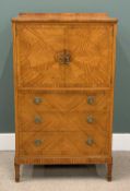 ART DECO STYLE SATINWOOD COCKTAIL CABINET with cross banding, 131 (h) x 77 (w) x 56cms (d)