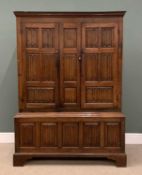 18TH CENTURY OAK LINEN/PRESS CUPBOARD, 194 (h) x 143 (w) x 54cms (d) Provenance: private