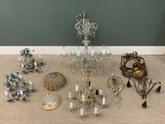 CHANDELIERS & OTHER ORNATE CEILING LIGHTS, together with a quantity of lustres Provenance: private