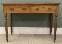ANTIQUE ROSEWOOD MAHOGANY WRITING TABLE with two drawers and on turn supports, 78 (h) x 104 (w) x