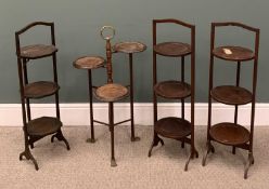 FOUR VARIOUS PLATE/CAKE STANDS (4) to include claw foot example, 90cms (h) the largest Provenance: