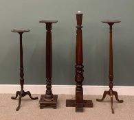 THREE ANTIQUE TORCHERES & A STANDARD LAMP, the reeded lamp,150cms Provenance: private collection