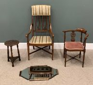 ANTIQUE FURNISHINGS, including an elegant Edwardian mahogany elbow chair with high spindle back