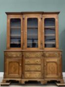 19TH CENTURY WELSH DRESSER, oak and mahogany with three door glazed top, break front and arrangement