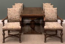 OAK DRAW-LEAF DINING TABLE circa 1900, on bulbous supports, 77 (h) x 137/213 (w) x 81cms (d) and a
