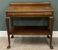 ANTIQUE BUFFET SIDEBOARD with single drawer, shaped edge on tapered and ball and claw supports