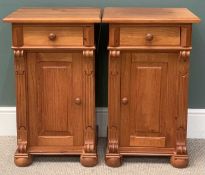 PAIR OF PINE BEDSIDE CABINETS (left/right), 74 (h) x 47 (w) x 37cms (d) Provenance: private