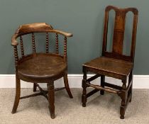 TWO ANTIQUE CHAIRS comprising bentwood circular-seated chair having bobbin spindles, circa 1900