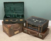 VINTAGE LUGGAGE ASSORTMENT (4) to include vanity case, Finnegan's of London, initialled R.S.B and