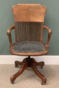 VINTAGE OFFICE SWIVEL CHAIR with spindle back and elbows, 106cms (h) Provenance: private