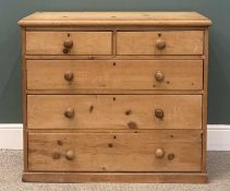 ANTIQUE PINE CHEST of two over three long drawers, 92 (h) x 106 (w) x 42cms (d) Provenance: