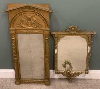 TWO GILDED ARCHITECTURAL WALL MIRRORS comprising Georgian style with candelabra, 101 (h) x 64 (w)