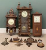 VARIOUS WALL CLOCKS (3) to include Vienna by Gustav Becker, with two barometers including Lufft