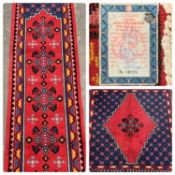 TUNISIAN RUGS (2), red ground, matching patterns, rug, 148 x 152cms, runner, 74 x 295cms Provenance: