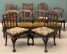 VARIOUS CHAIRS including five balloon backs, splat back having ball and claw feet, etc (10)