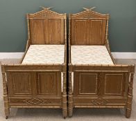 VINTAGE BAMBOO EFFECT TWIN BEDS WITH BASES, 142 (h) x 100 (w) x 212cms (d) Provenance: private