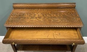ANTIQUE BUFFET SIDEBOARD having a single drawer, shaped edge on tapered and ball and claw supports