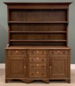 19TH CENTURY OAK WELSH DRESSER being a fine example with three shelf rack and the base with break