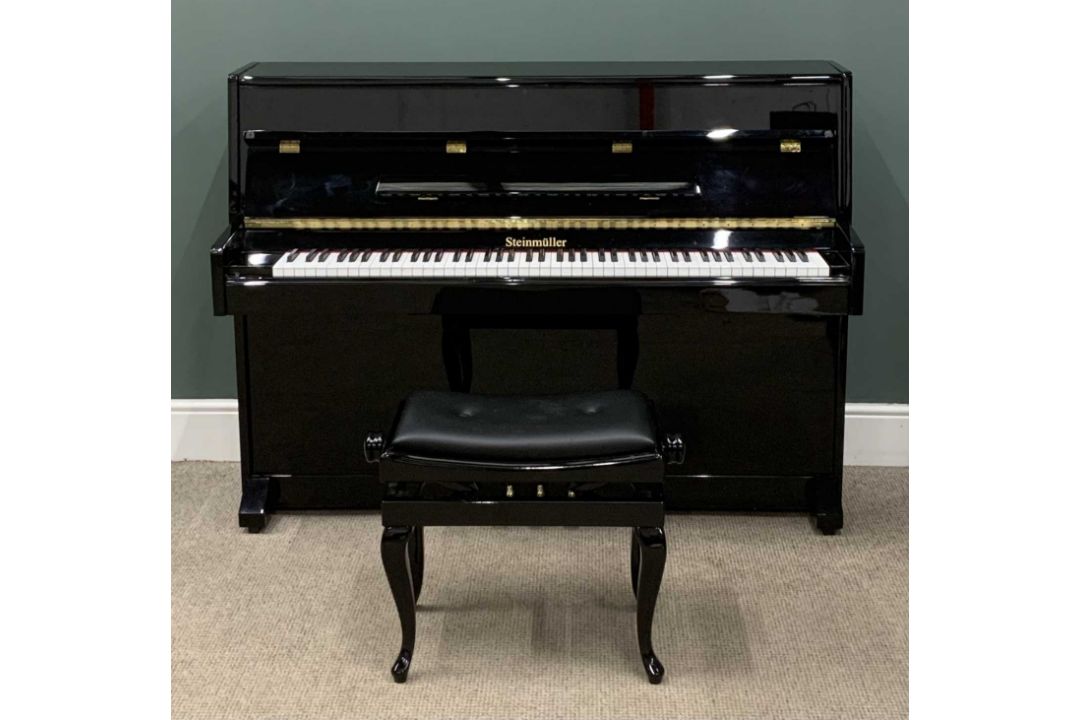 MODERN EBONISED PIANO being a fine, rarely used example, overstrung and by Steinmüller, 109 (h) x - Image 1 of 10