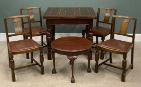VARIOUS FURNITURE including Edwardian oak draw-leaf table, 78 (h) x 84/145 (w) x 76cms (d), four